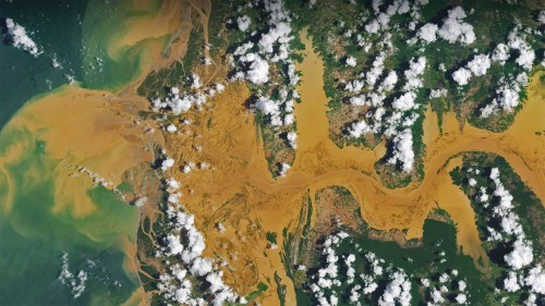 马尼亚河的卫星图像，马达加斯加 (© NASA Earth Observatory image by Joshua Stevens, using Landsat data from the US Ge